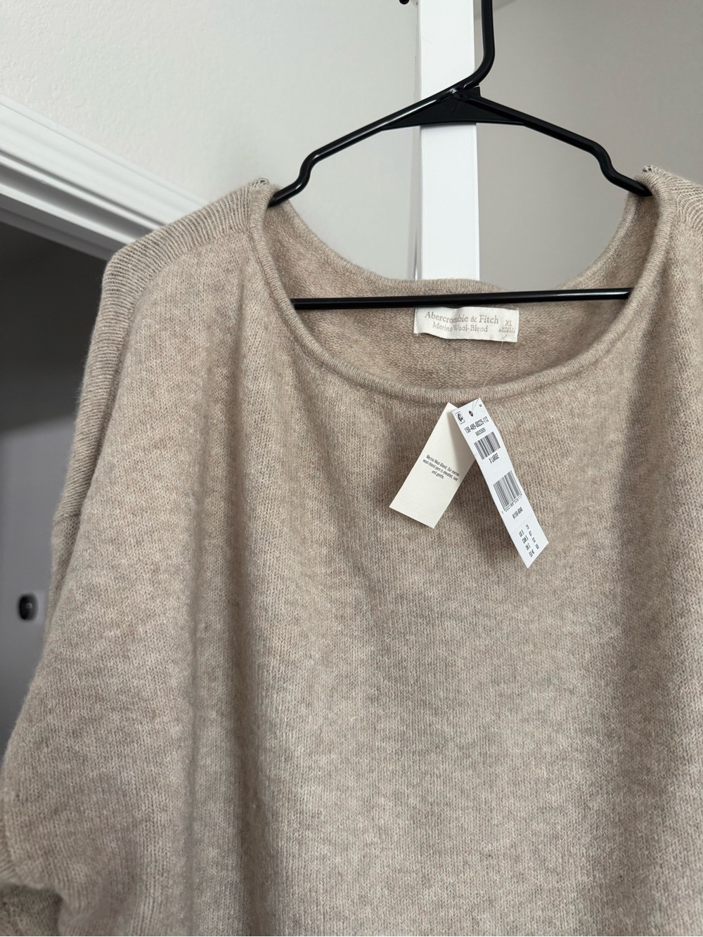 Abercrombie & Fitch Merino Wool-Blend Slash Sweater - XL Light Brown - Picture 16 of 16
